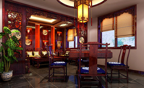 荣邦乡古典中式风格茶楼包间设计装修效果图